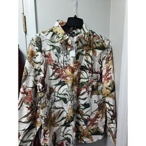 NWT Express Men's Extra Slim FIT IMX Fall Floral ButtonLong Sleeve Shirt Size XL